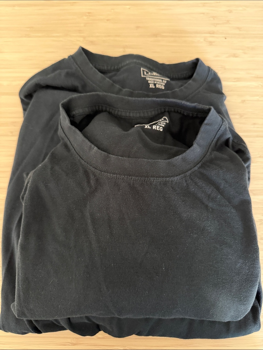 LL Bean Classic Black Crew Neck Men’s T-Shirt - XL 2 Pack
